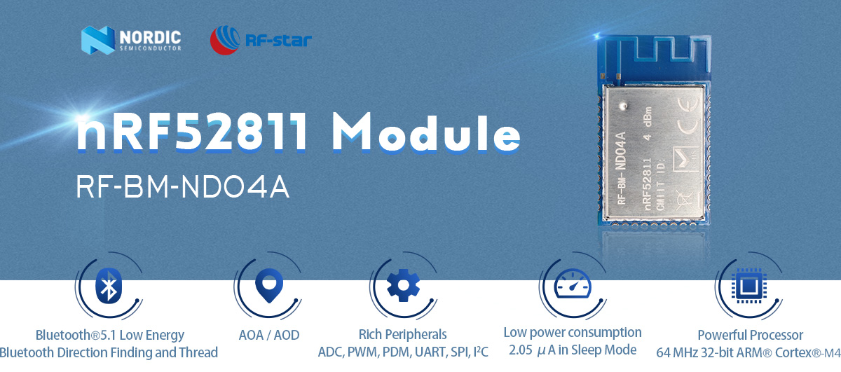 Mô-đun giao tiếp không dây đa giao thức BLE 5.0 RF-BM-ND04A