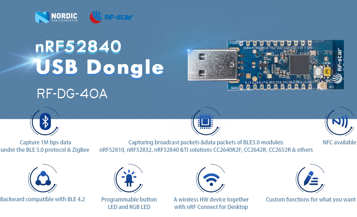Tính năng USB Dongle nRF 52840 RF-DG-40A